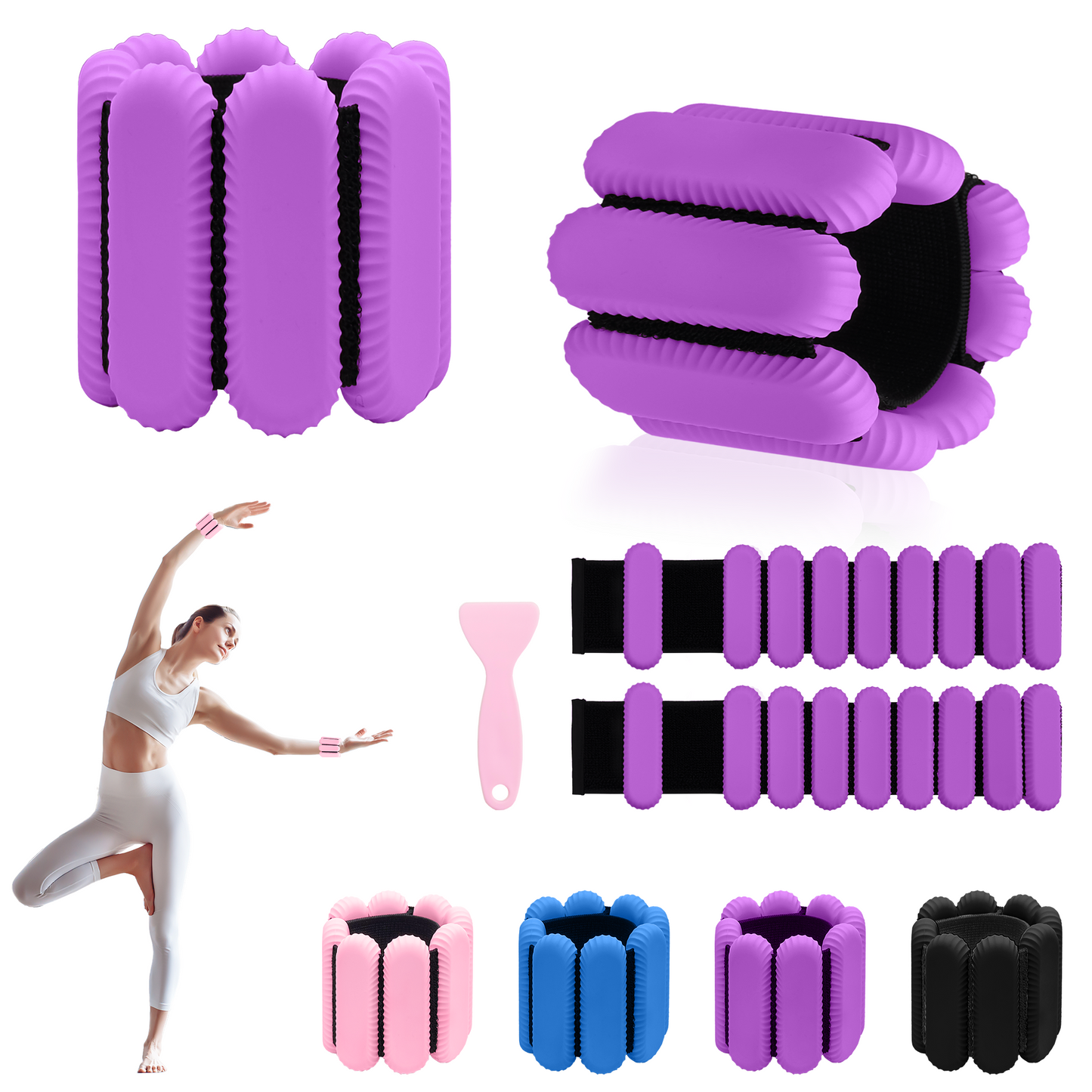 Sonkoloro Wrist Ankle Weights for Women, Adjustable Weight(1LB~1.1LB)