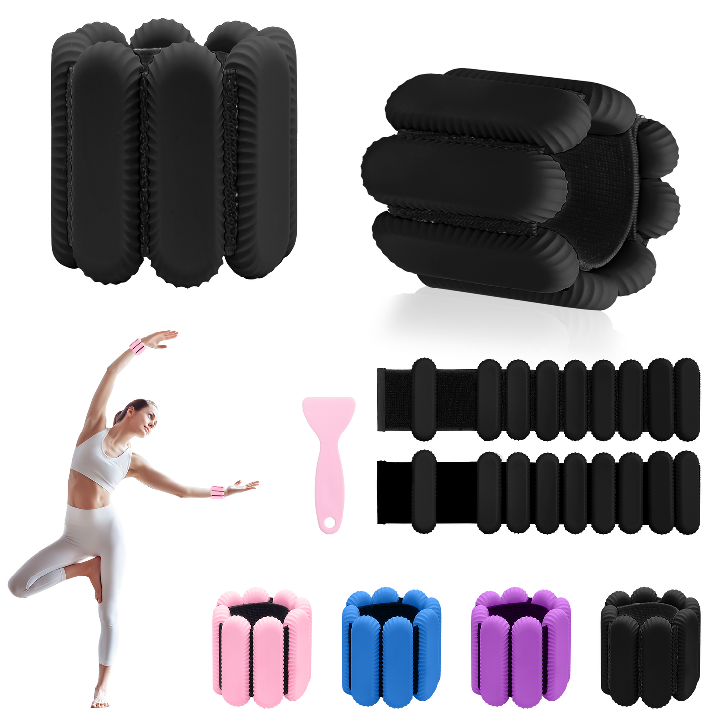 Sonkoloro Wrist Ankle Weights for Women, Adjustable Weight(1LB~1.1LB)