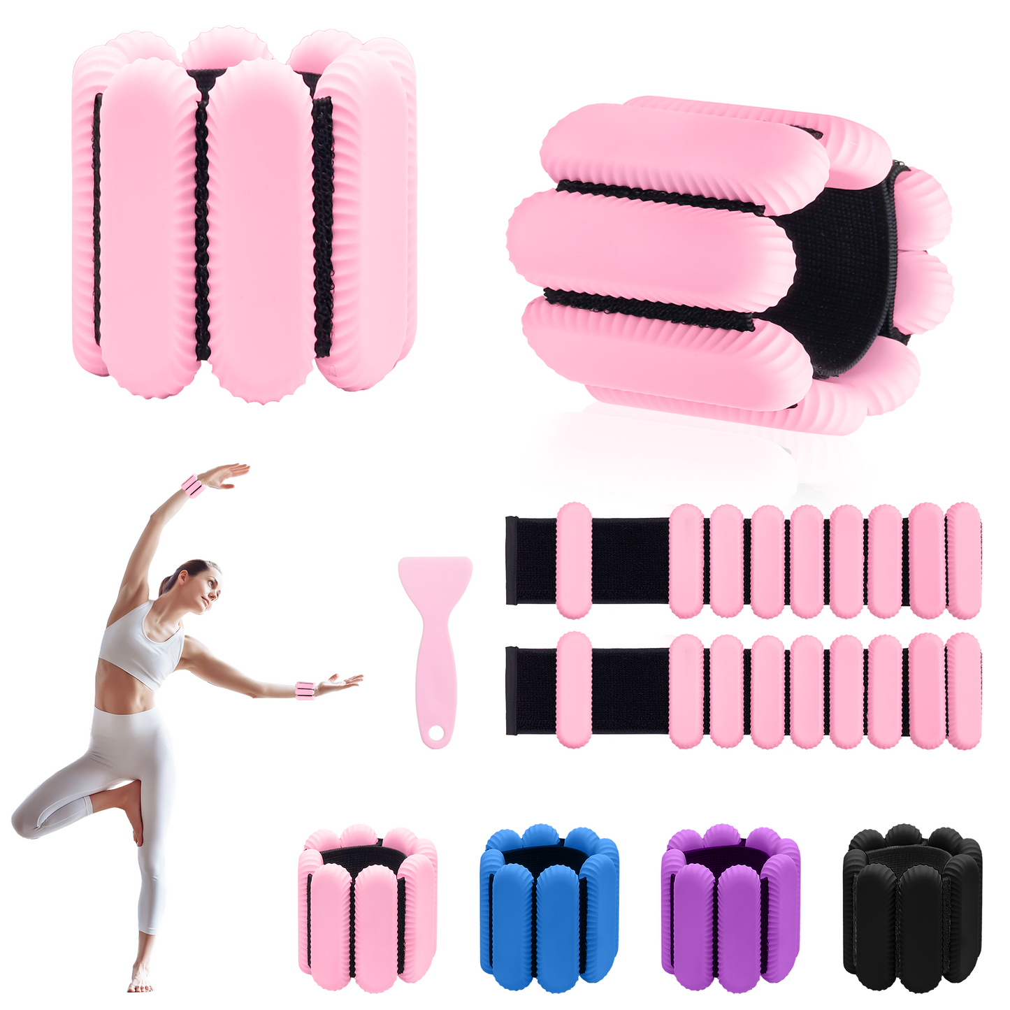 Sonkoloro Wrist Ankle Weights for Women, Adjustable Weight(1LB~1.1LB)
