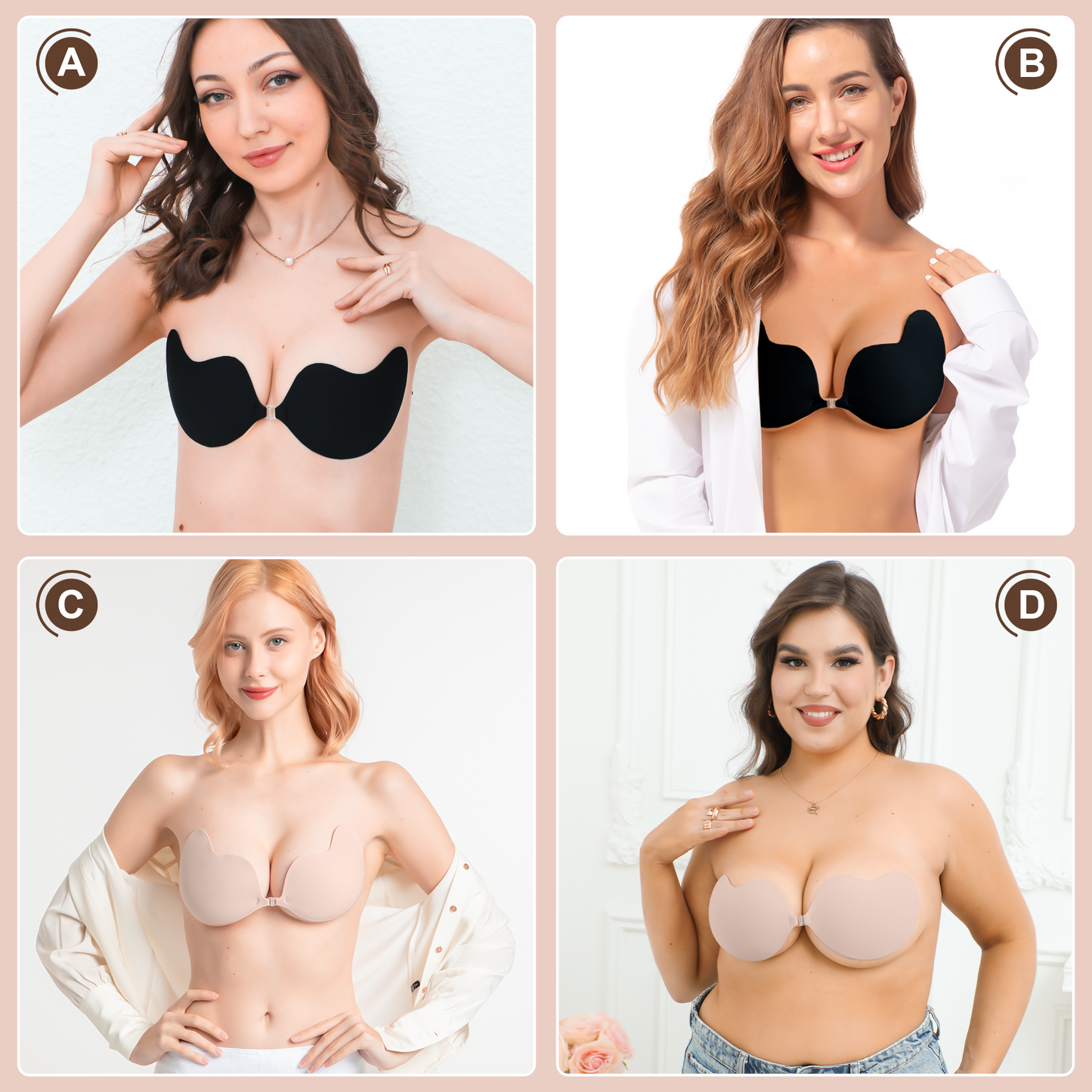Awant New Mango Cup Strapless Sticky Bra - Beige+Black