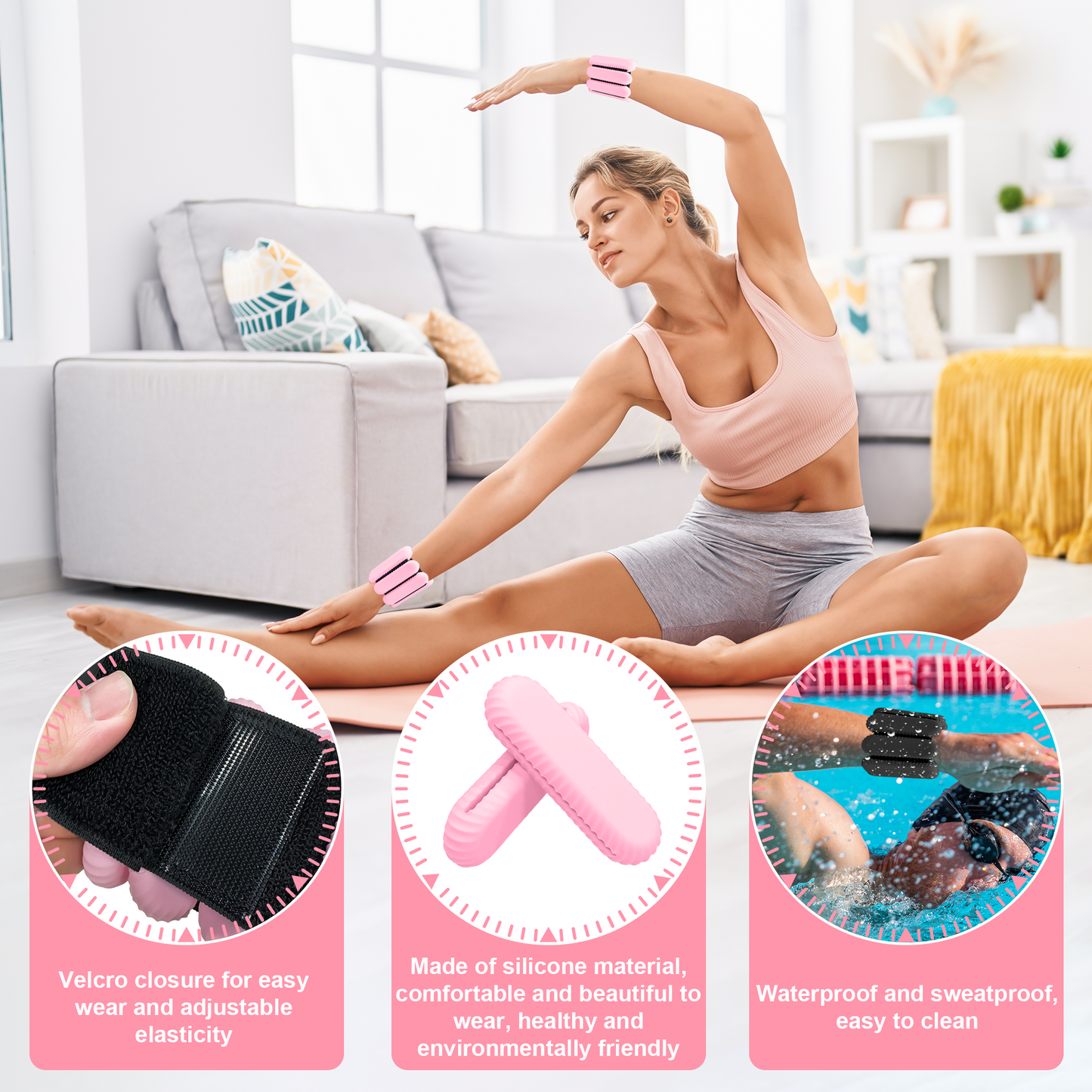 Sonkoloro Wrist Ankle Weights for Women, Adjustable Weight(1LB~1.1LB)