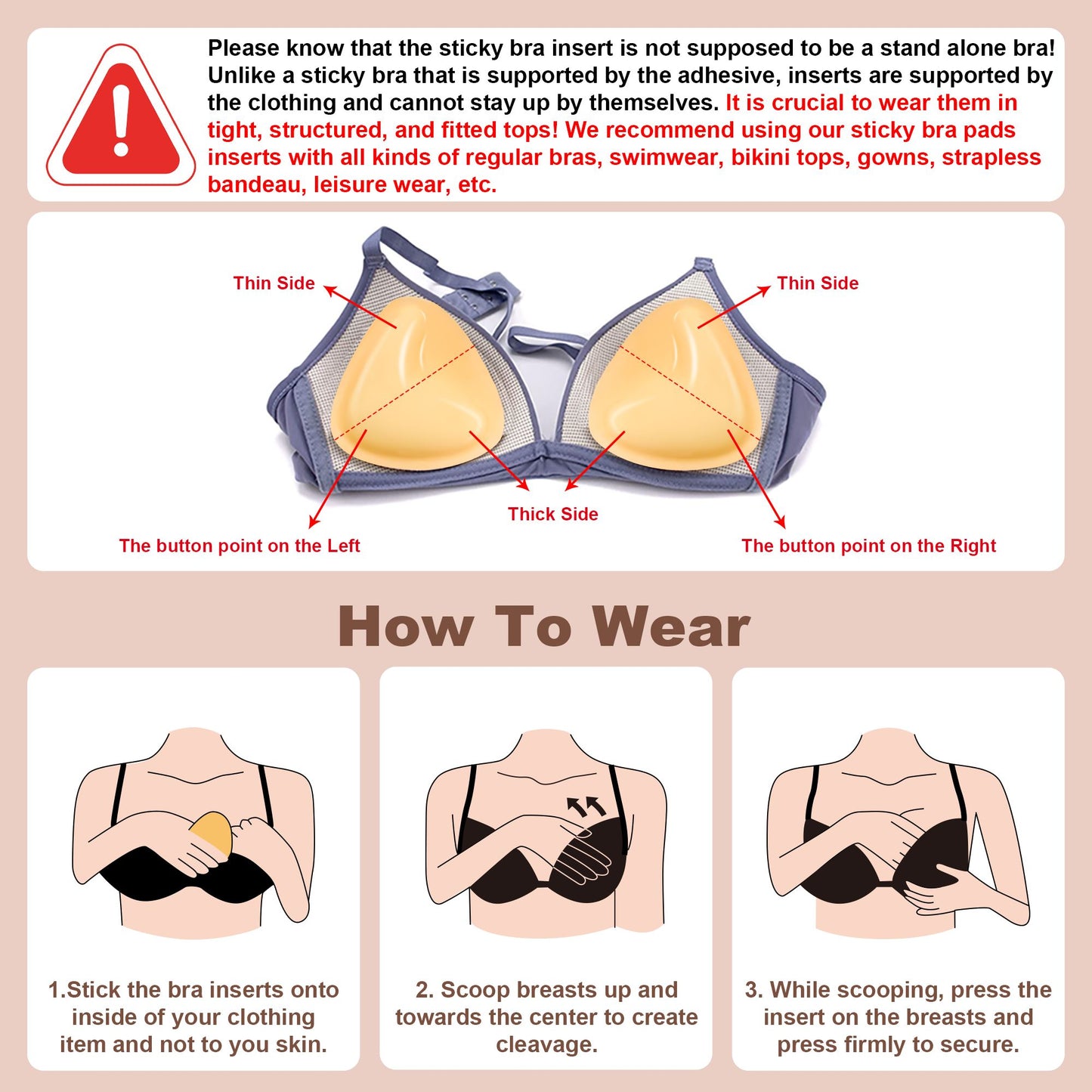 Awant Strapless Sticky Bra Invisible Sticky Boobs Silicone-Triangles LazyRosy