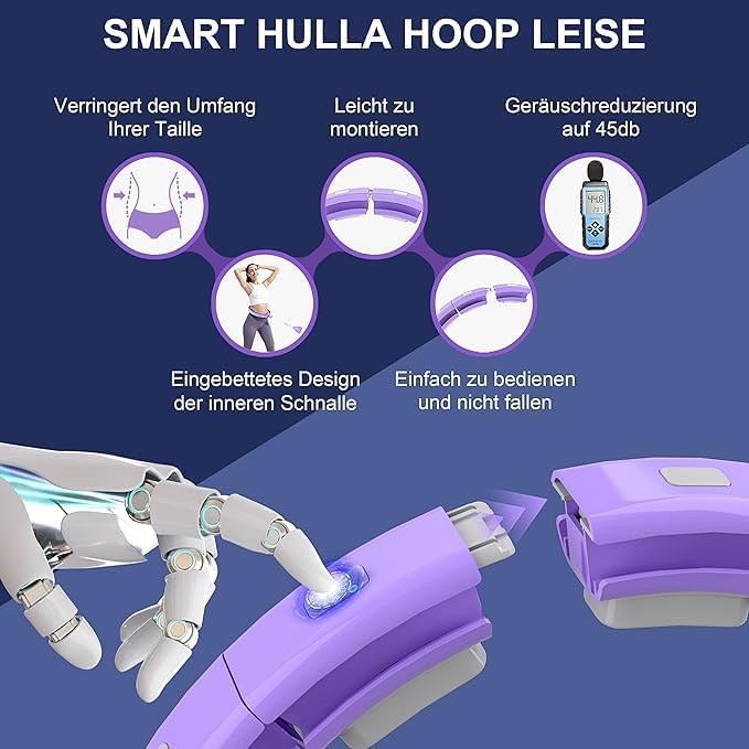 Sonkoloro Smart Hoop for Adults and Beginners, Hullahub Hoop for Weight Loss, Smart Hoop, Quiet Fitness Hoop with Weight, Counter and Nubs