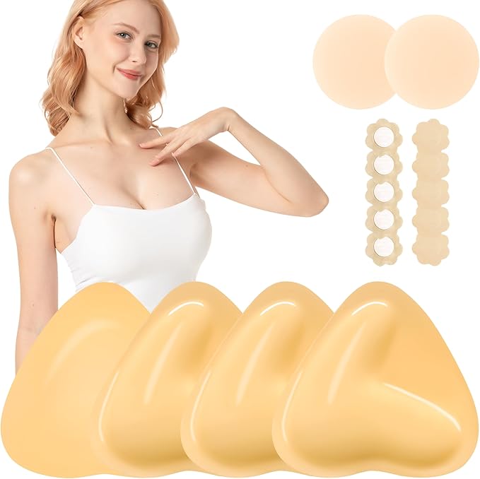Double Sided Sticky Bra 2 pairs Ultra Boost Inserts Pads Reusable Push Up Lift Self Adhesive Bra Pads for Bikini Swimsuit