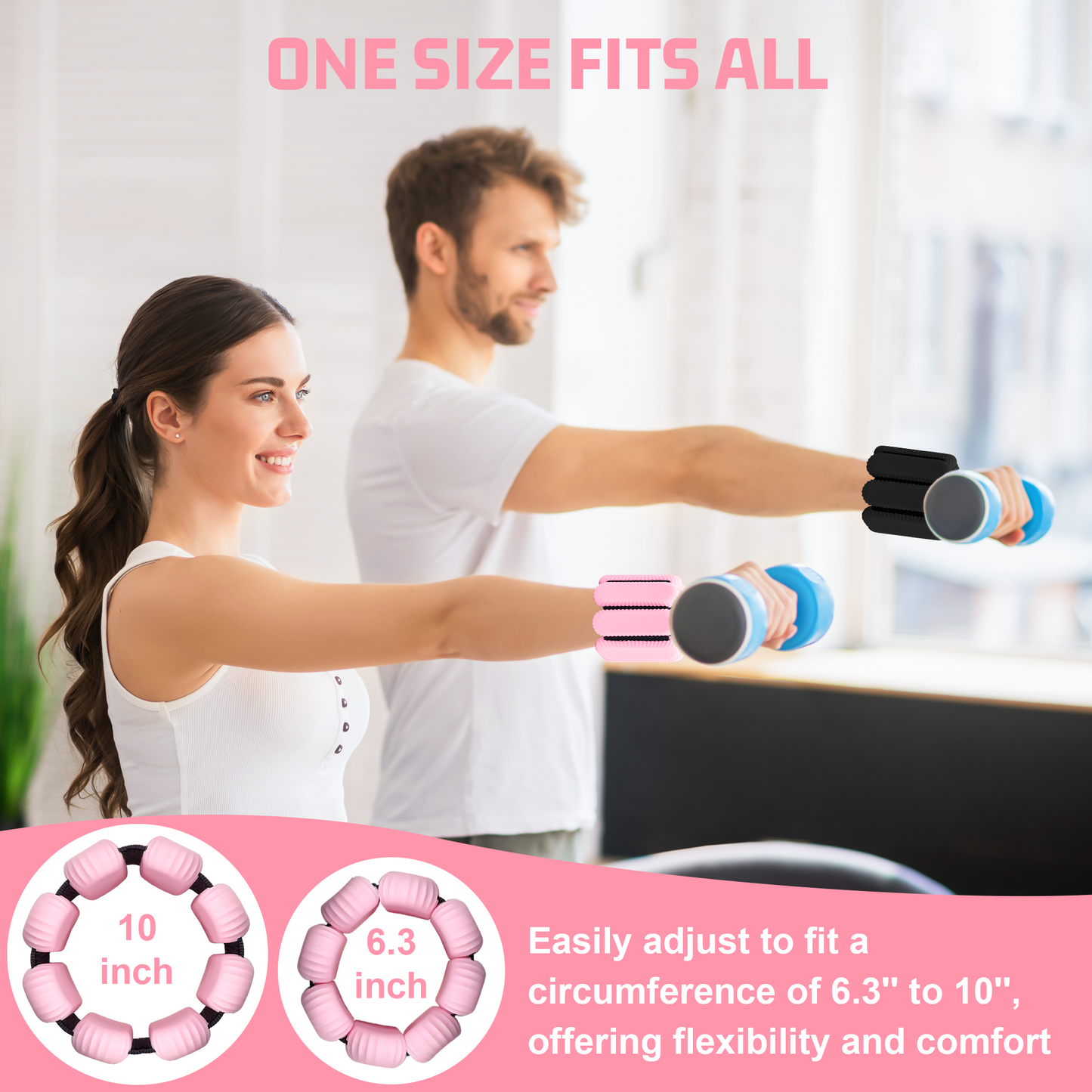 Sonkoloro Wrist Ankle Weights for Women, Adjustable Weight(1LB~1.1LB)