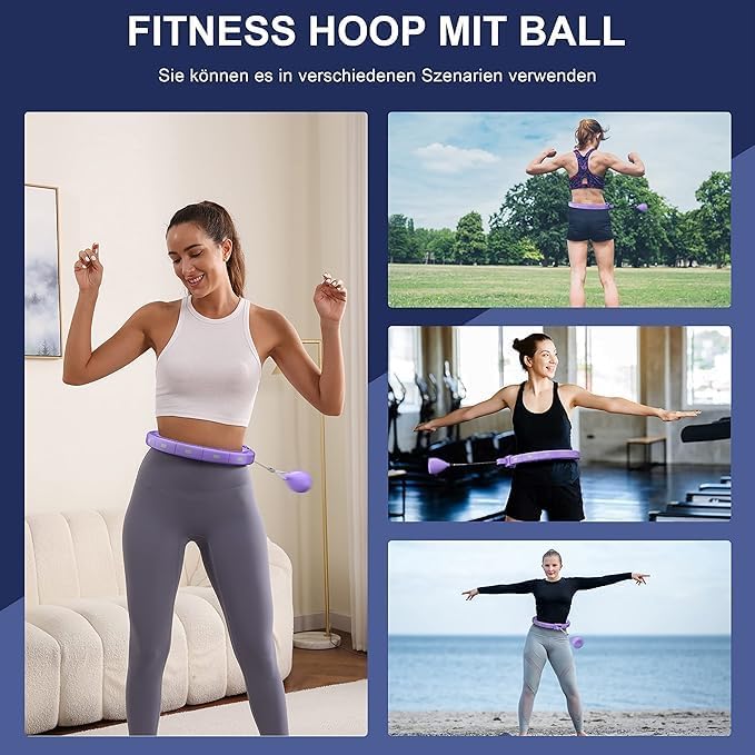 Sonkoloro Smart Hoop for Adults and Beginners, Hullahub Hoop for Weight Loss, Smart Hoop, Quiet Fitness Hoop with Weight, Counter and Nubs