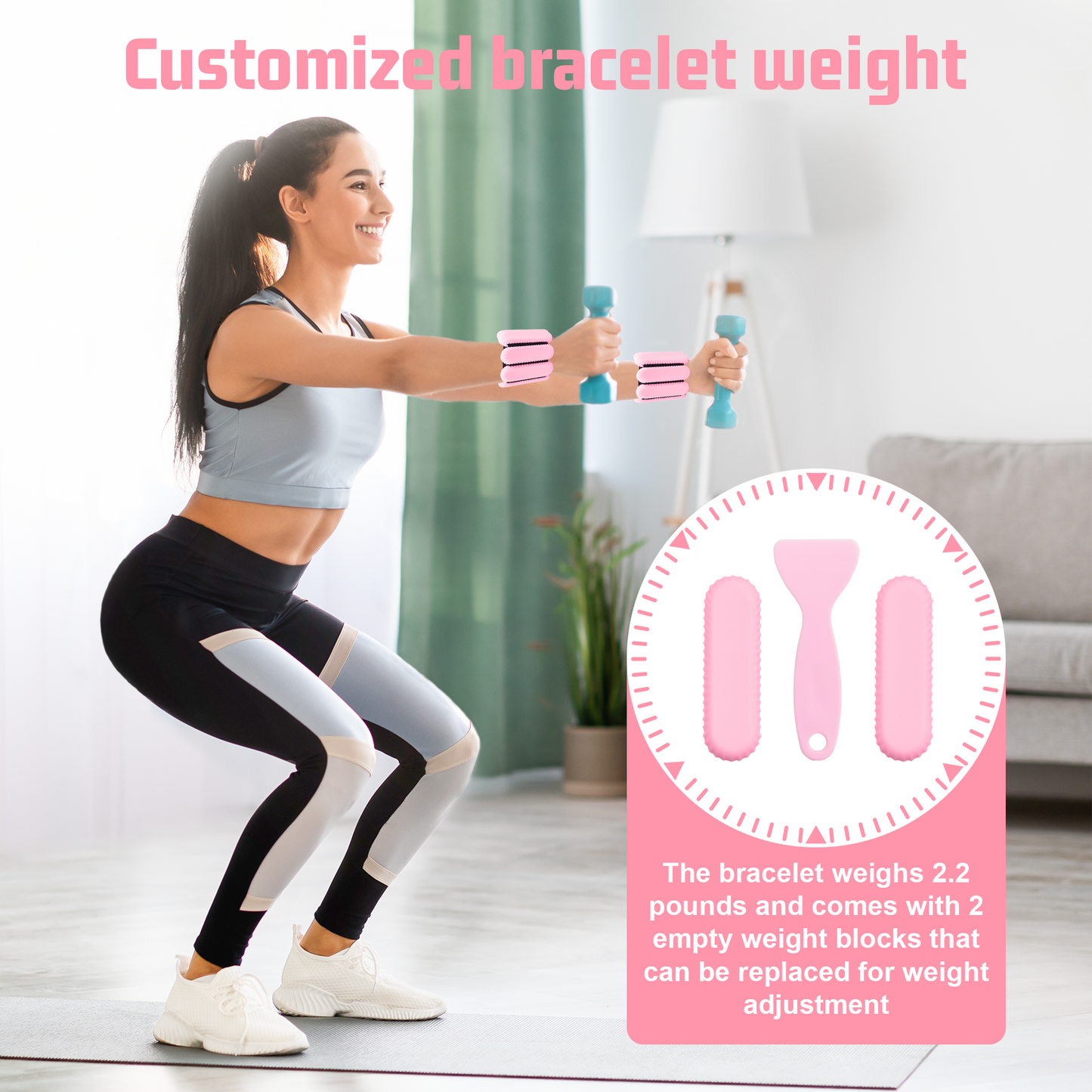 Sonkoloro Wrist Ankle Weights for Women, Adjustable Weight(1LB~1.1LB)