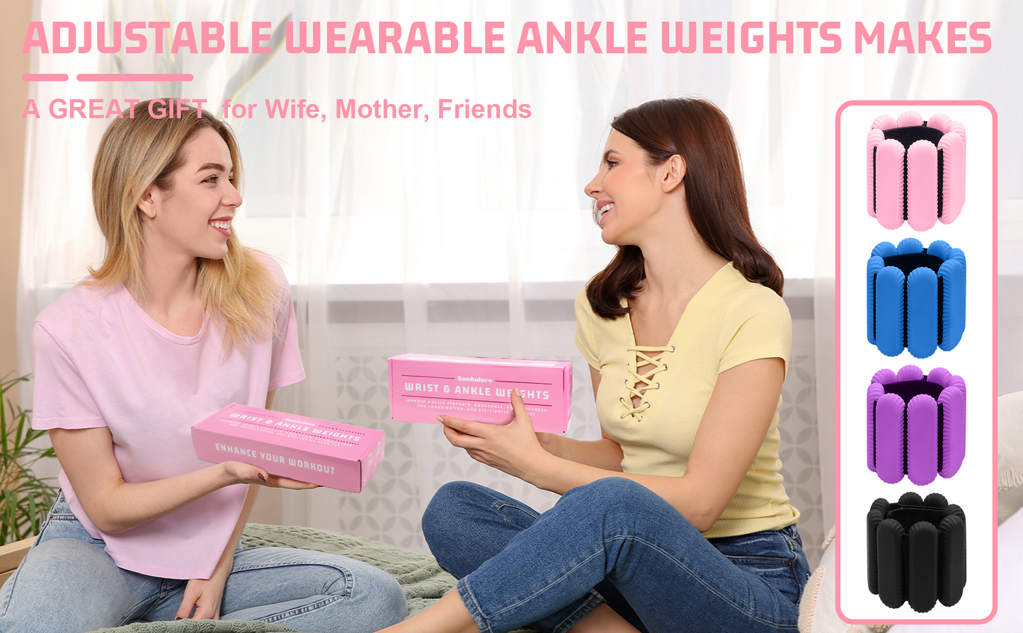 Sonkoloro Wrist Ankle Weights for Women, Adjustable Weight(1LB~1.1LB)