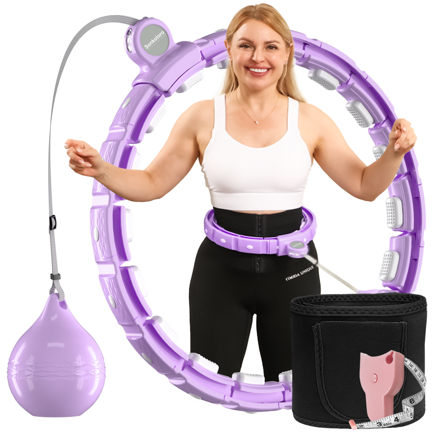 Upgrade Smart Weighted Fit Hoop for Adults Weight Loss, 18 Detachable Knots, Modern Low Noise Exercise Fitness Hoop, Great for Adults and Beginners