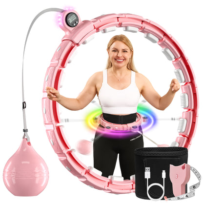 Upgrade Smart Weighted Fit Hoop for Adults Weight Loss, 18 Detachable Knots, Modern Low Noise Exercise Fitness Hoop, Great for Adults and Beginners