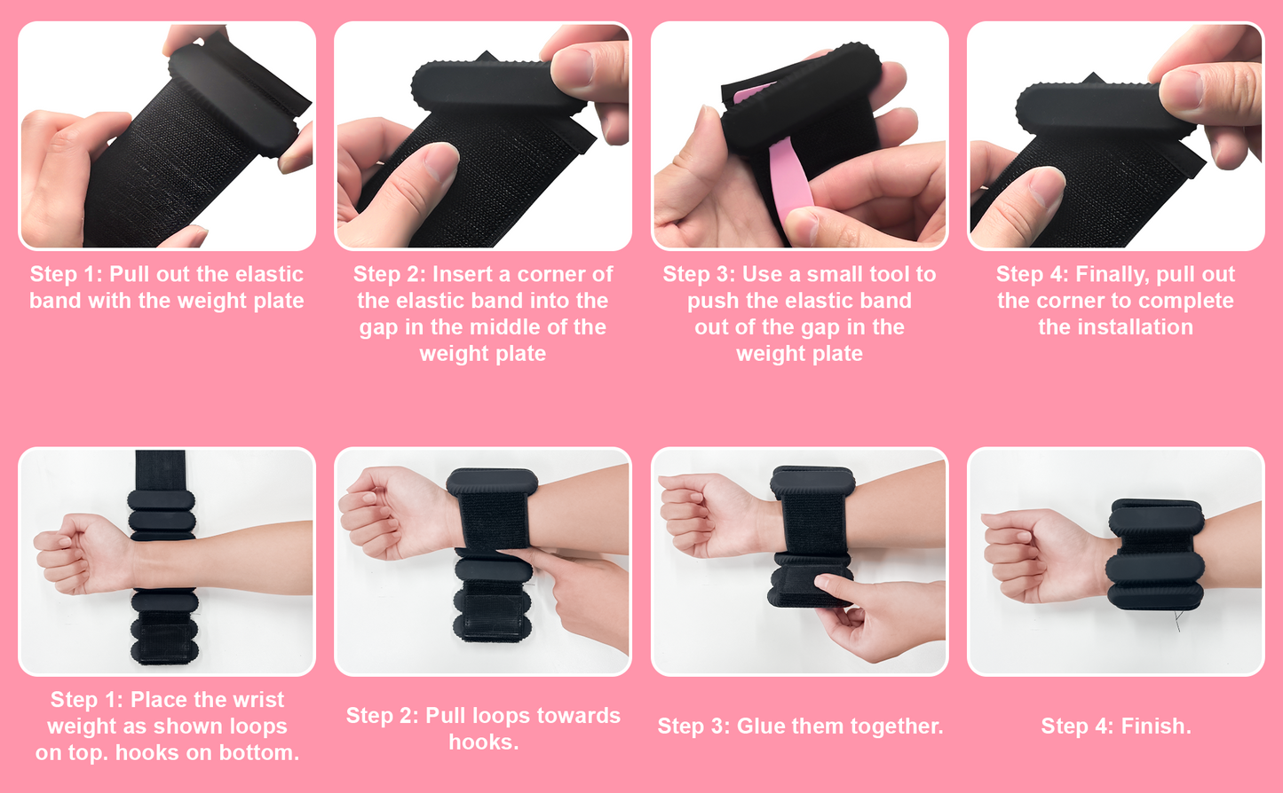 Wrist Ankle Weights for Women, Adjustable Weight(1LB~1.1LB Each) with Spare Two Weights Non-Slip Hand & Leg Weighted for Strength Training, Walking, Running, Yoga, Pilates, and Jogging