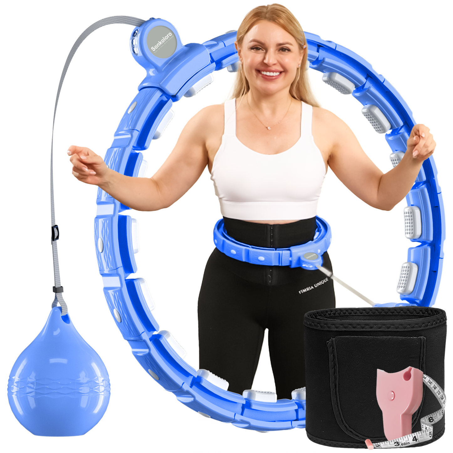 Upgrade Smart Weighted Fit Hoop for Adults Weight Loss, 18 Detachable Knots, Modern Low Noise Exercise Fitness Hoop, Great for Adults and Beginners