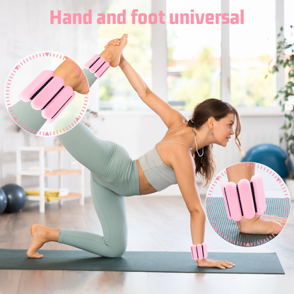 Wrist Ankle Weights for Women, Adjustable Weight(1LB~1.1LB Each) with Spare Two Weights Non-Slip Hand & Leg Weighted for Strength Training, Walking, Running, Yoga, Pilates, and Jogging