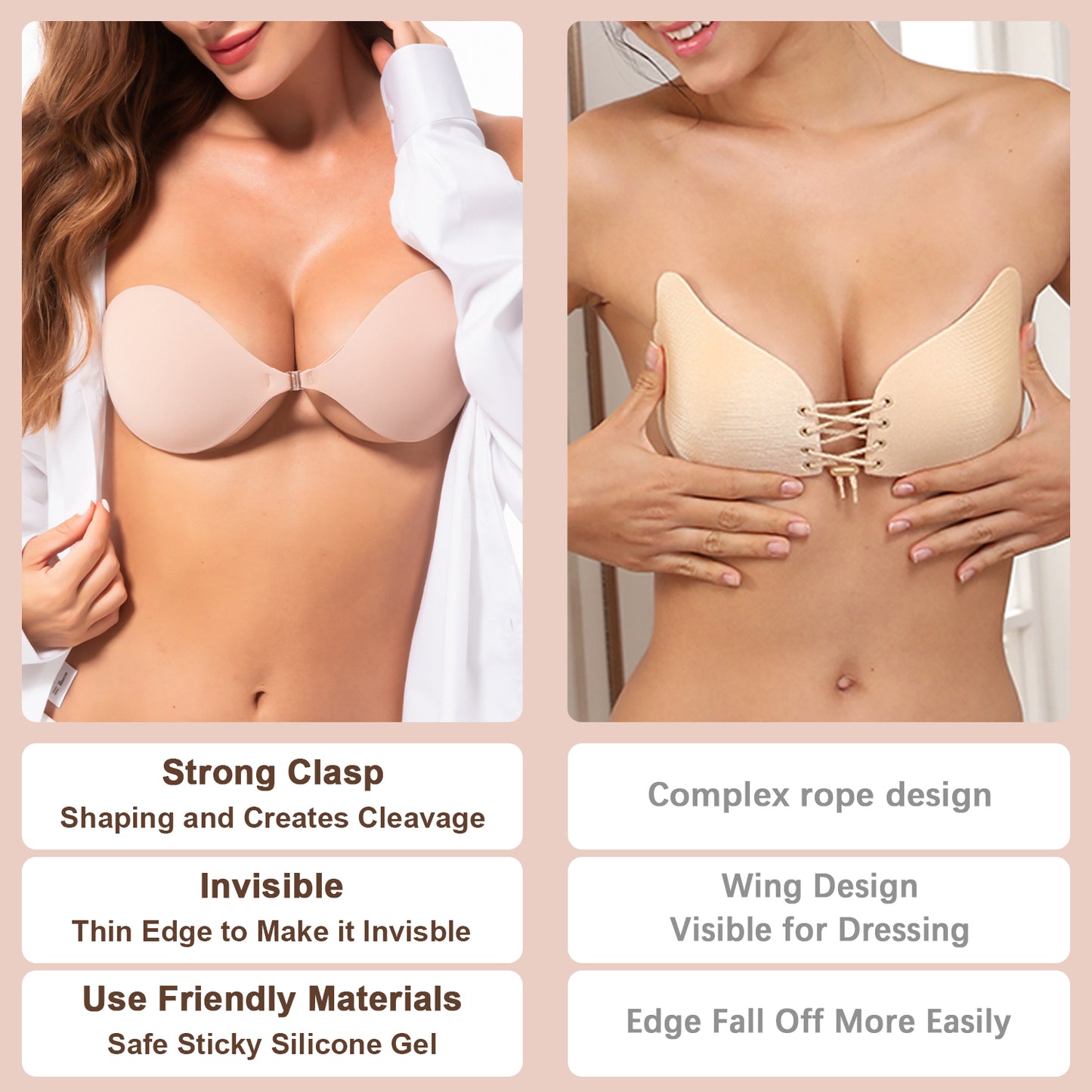 Awant Strapless Sticky Bra - Beige+Black