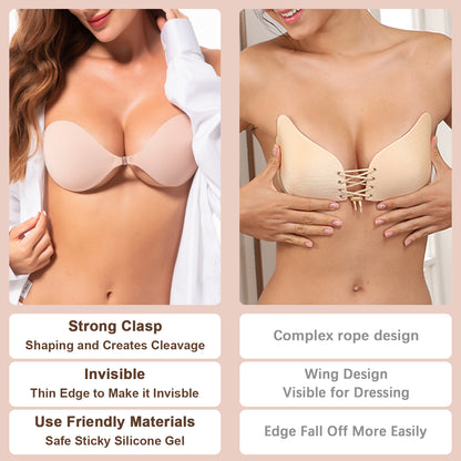 Awant Strapless Sticky Bra - Beige+Black