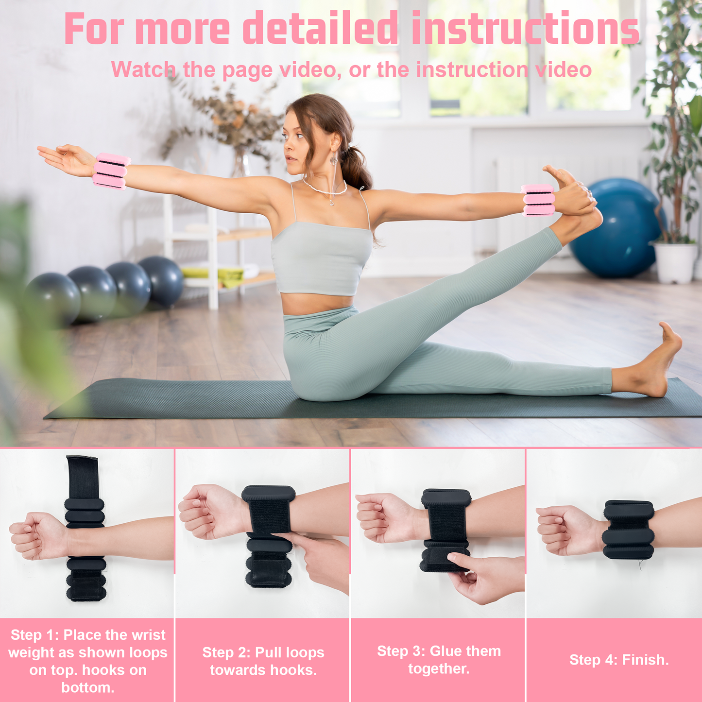 Wrist Ankle Weights for Women, Adjustable Weight(1LB~1.1LB Each) with Spare Two Weights Non-Slip Hand & Leg Weighted for Strength Training, Walking, Running, Yoga, Pilates, and Jogging