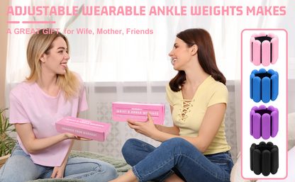 Wrist Ankle Weights for Women, Adjustable Weight(1LB~1.1LB Each) with Spare Two Weights Non-Slip Hand & Leg Weighted for Strength Training, Walking, Running, Yoga, Pilates, and Jogging